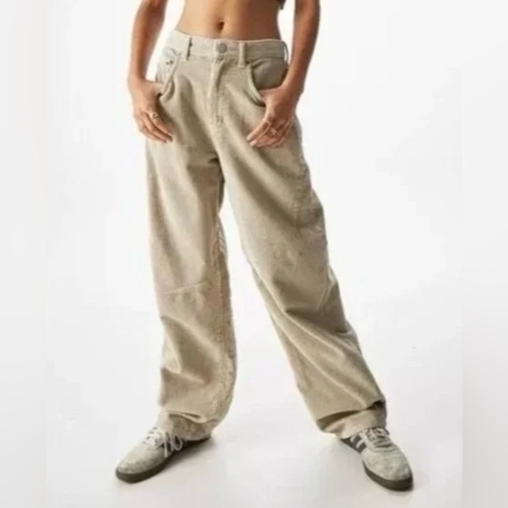 BDG Wide Leg Flare Pants in Beige